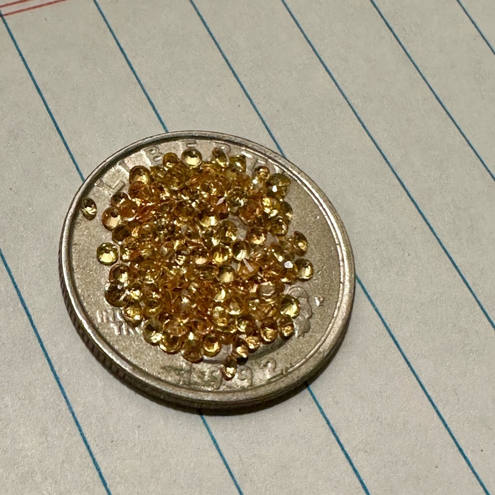 Lot of 120 Tiny, Natural Round Cut Yellow Sapphires; Diameter of 1.5mm